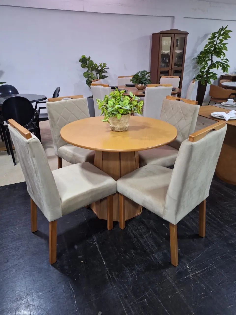 Mesa de jantar redonda 1.00m conjunto 