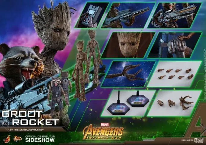 Pack Groot E Rocket  - Hot Toys Infinity War Mms476 - guardioes da galaxia marvel - Foto 3