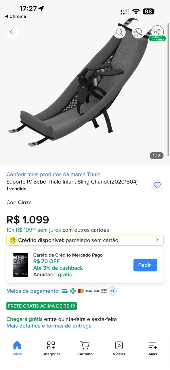 Thule Chariot CAB Duplo + 2 Infant Sling + Bagageiro - Completo - Foto 3