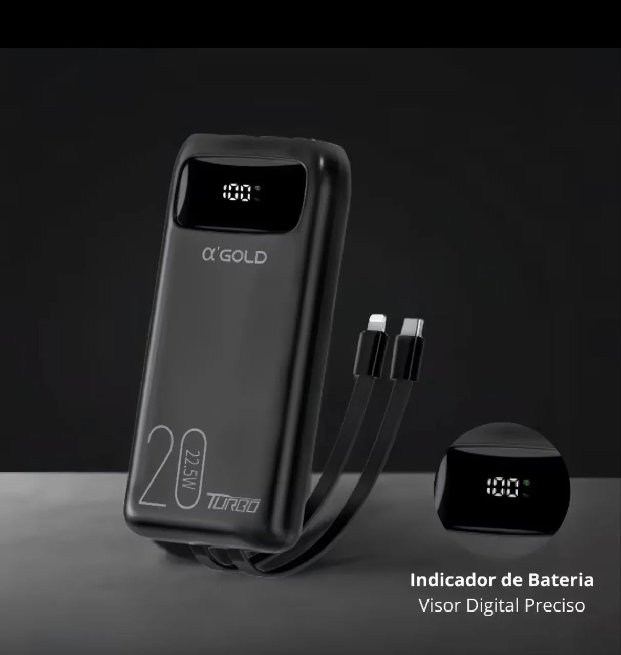 Power Bank Carregador Portátil 20.000mah Turbo 22.5w Agold BTE-38 - Foto 3