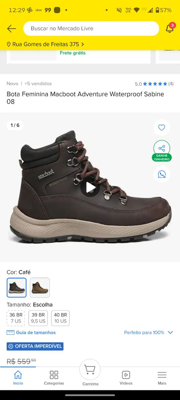 Bota de trilha - Feminina - waterproof macboots - Calçados