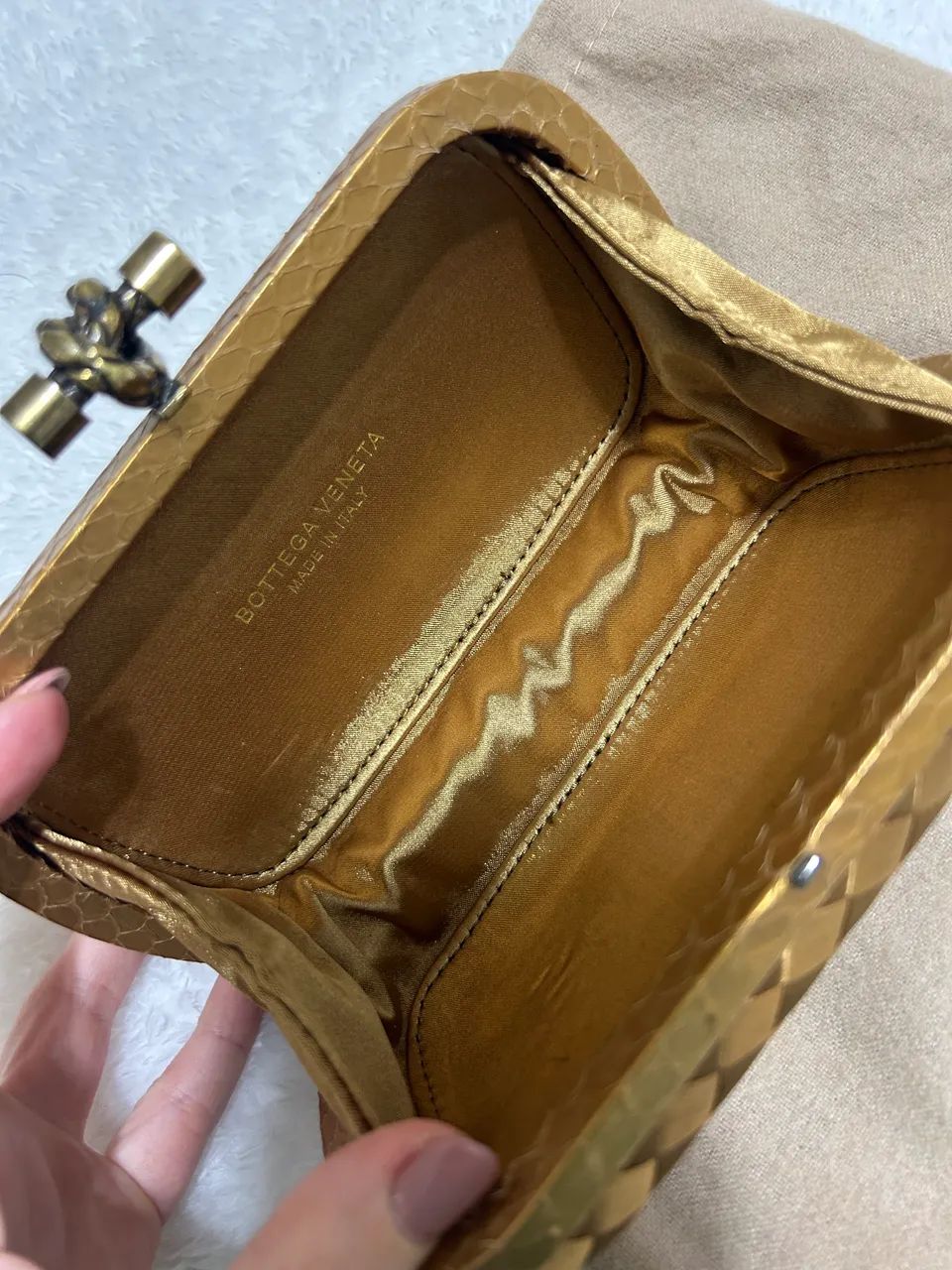 Bolsa nova original bottega venetta dourada entrecciato  - Foto 3