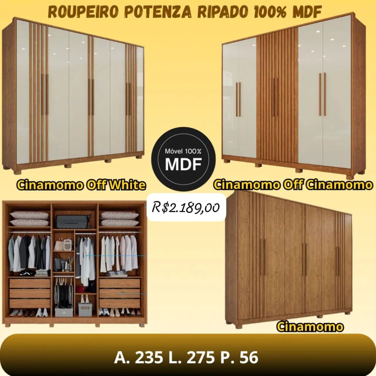 Guarda roupa potenza 100% MDF 