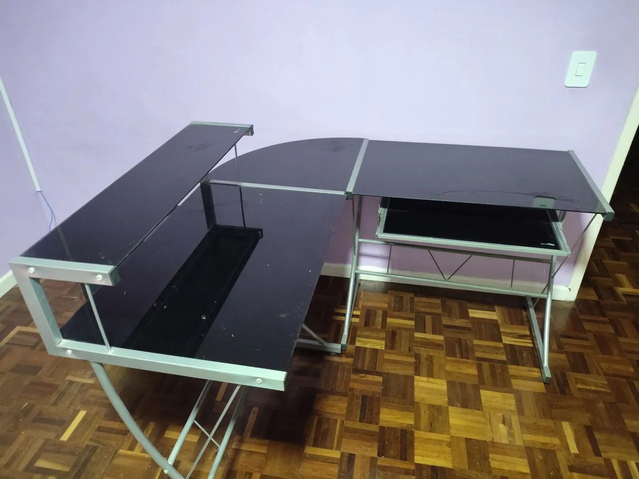 Mesa para computador em L de vidro - Foto 2