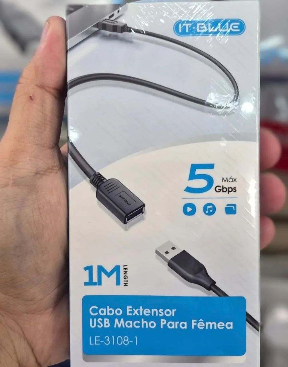 CABO EXTENSOR USB MACHO P/ FEMEA 1M REF: V-LE-3108-1<br> - Foto 2
