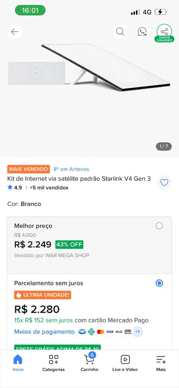 VENDO KIT STARLINK V4 GERAÇÃO 3 COMPLETO - Foto 3