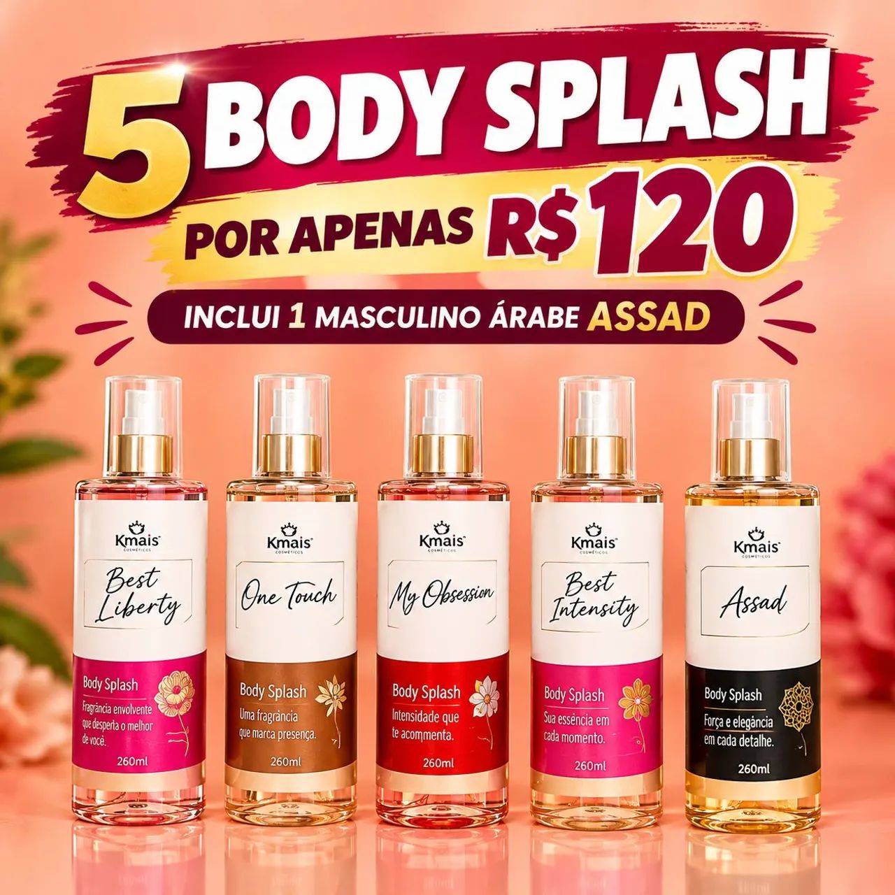 KIT 5 Body Splash Original em Sapé 