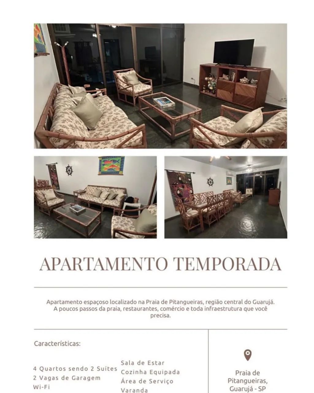 temporada Guarujá pitangueiras 
