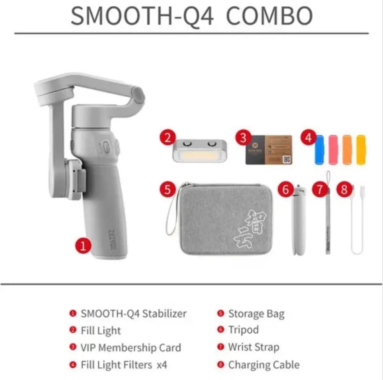 Smooth Q4 Combo Zhiyun - Estabilizador De 3 Eixos Para Smartphone Zhiyun Smooth Q4 COMBO