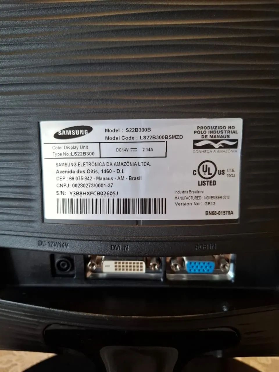 Monitor Samsung 22'' LED - Modelo S22B300B - com fonte - Foto 3