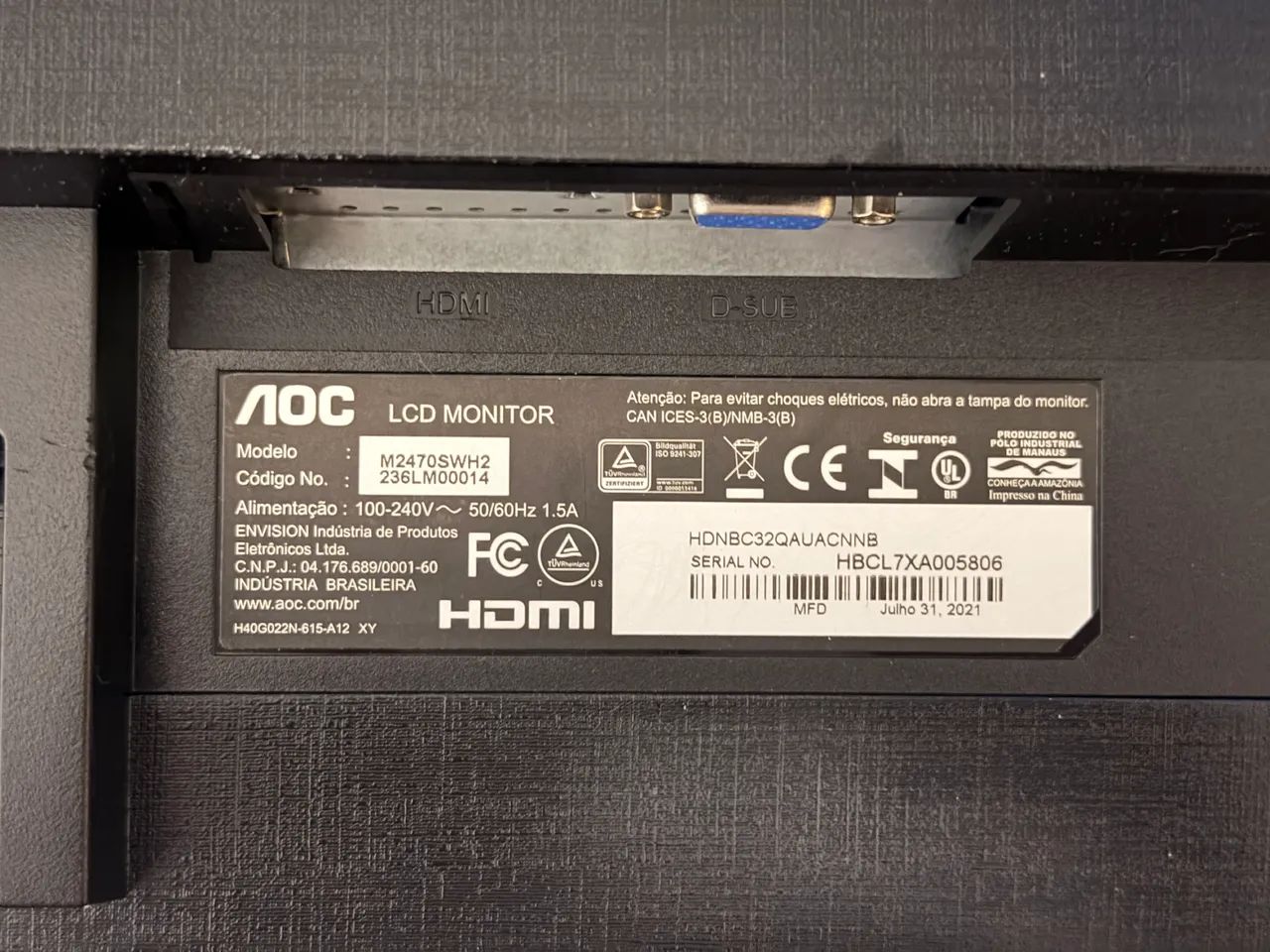 Monitor 24" AOC M2470Sw - Foto 2