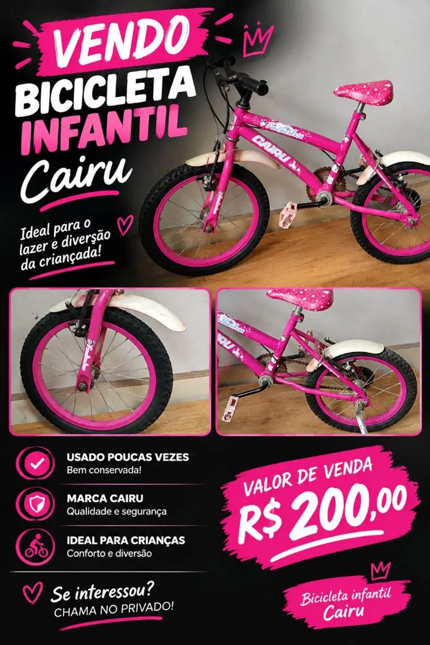 Vendo bicicleta infantil Cairu 