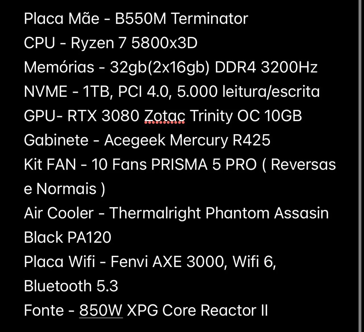 PC Gamer RTX 3080 / R7 5800x3D  - Foto 2