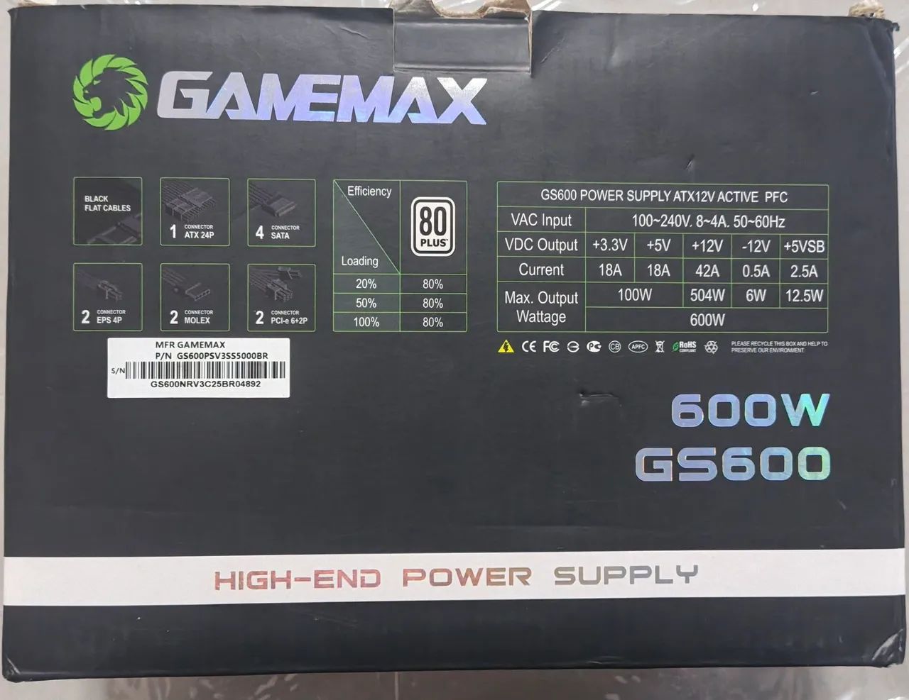 Fonte Gamemax Gs600 600w 80 plus white - Foto 3