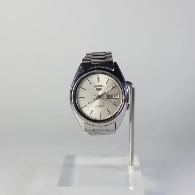 Seiko 5  * Vintage 1987 Automático - Mostrador Branco 37mm - PF237 - Foto 2