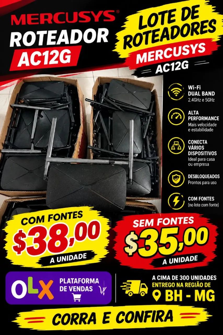 LOTE DE ROTEADORES MERCUSYS AC12G 