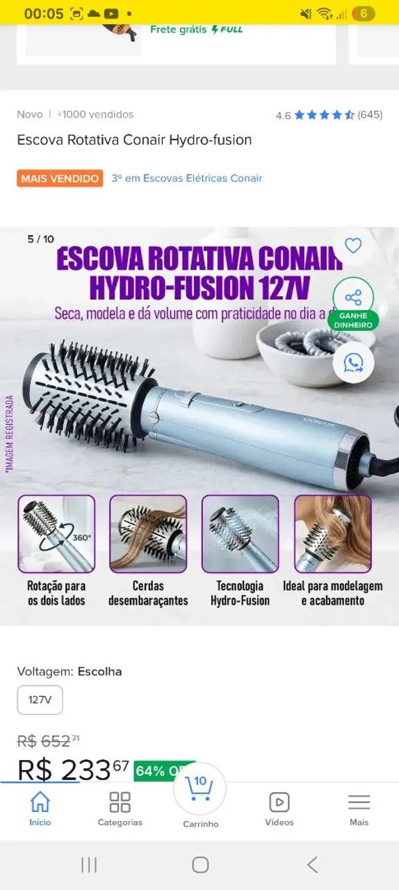 Escova secadora modeladora 