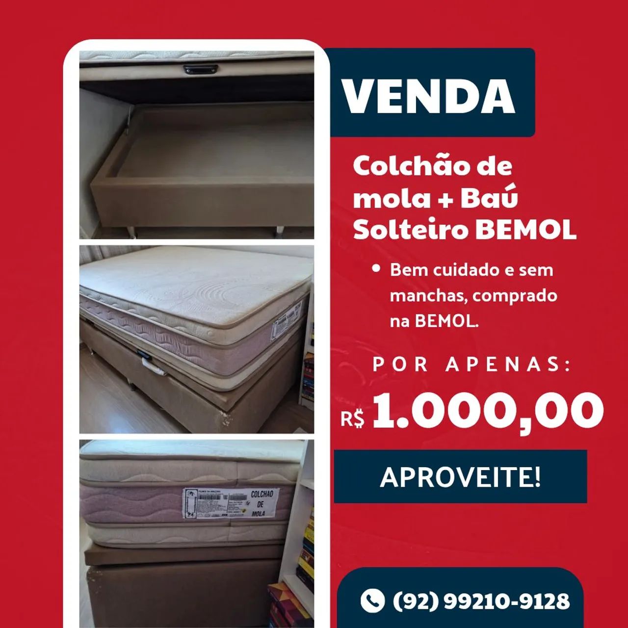 COLCHÃO MOLA COM BAÚ SOLTEIRO - Foto 4