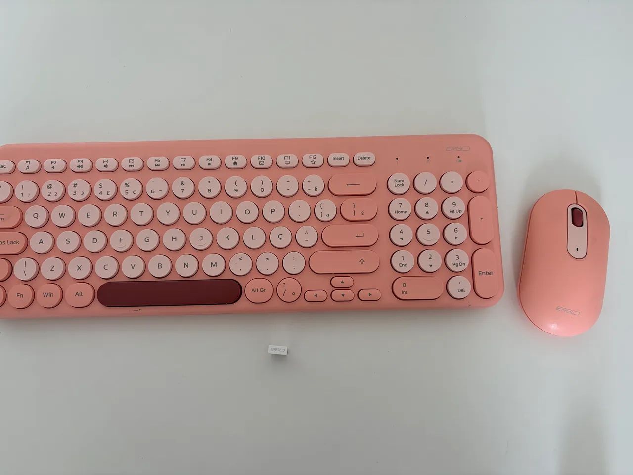 Kit Teclado e Mouse Sem Fio ERGO Rosa - Pouquíssimo Uso