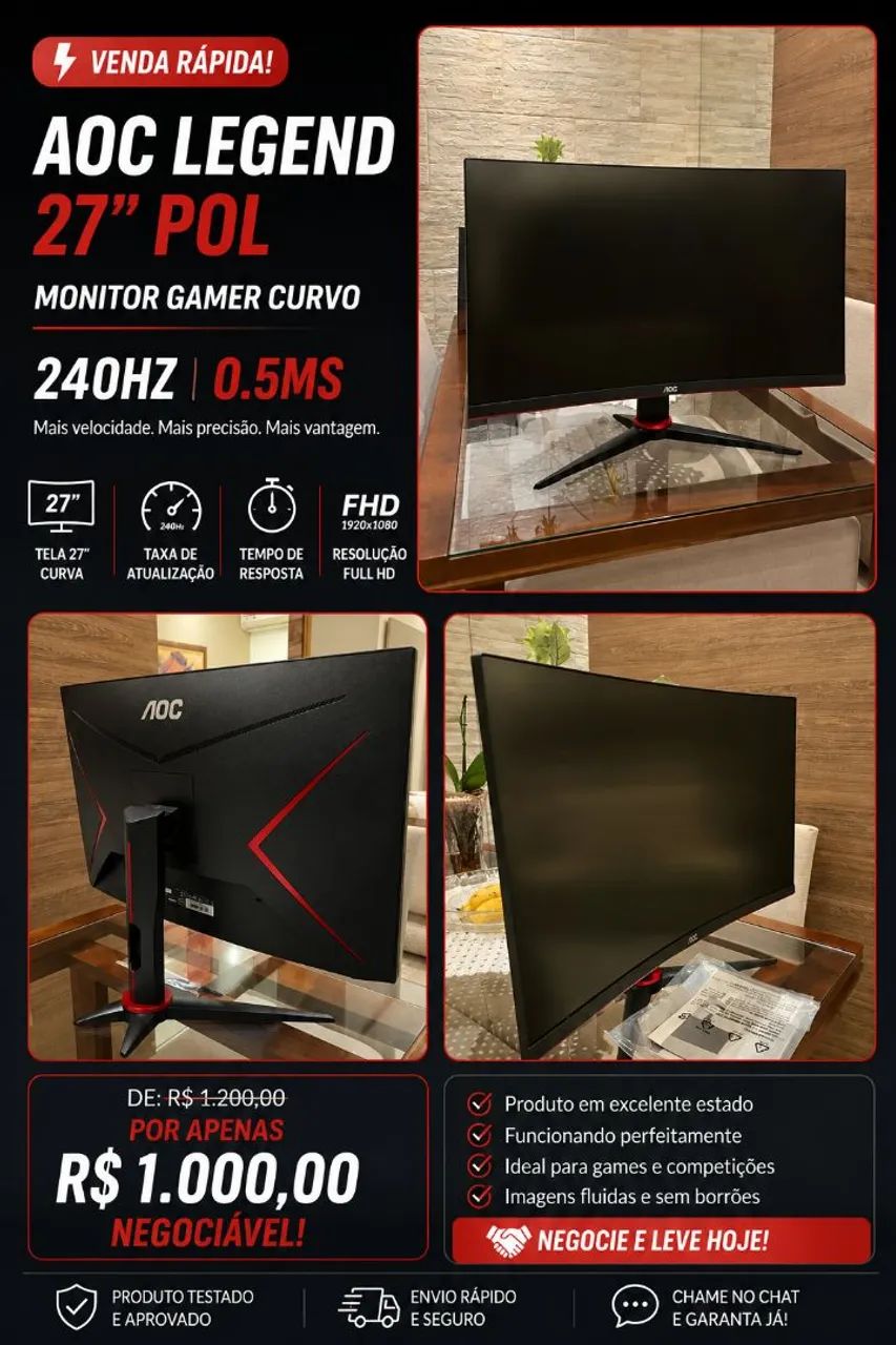 AOC Legend 27 pol 240hz gamer