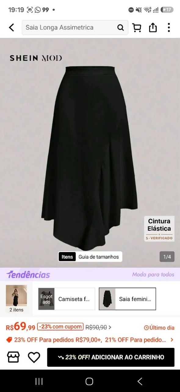 saia assimétricas preta PP - Foto 2