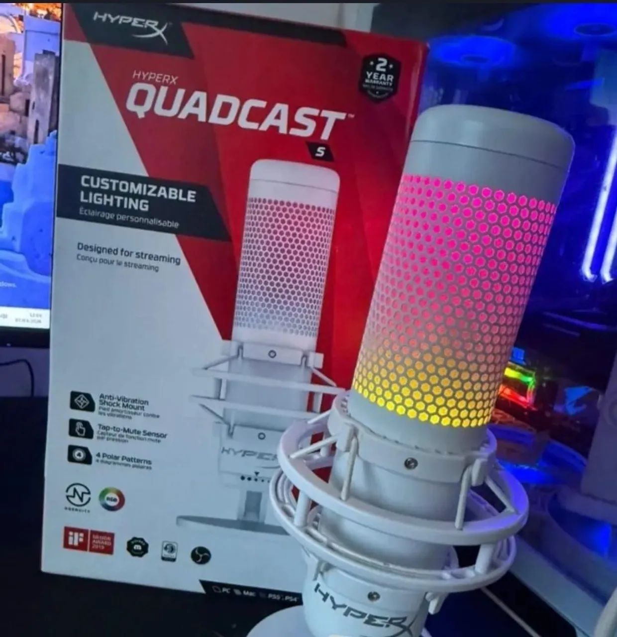 OPORTUNIDADE UNICA: MICROFONE HYPERX QUADCAST S BRANCO!!423877702908661764