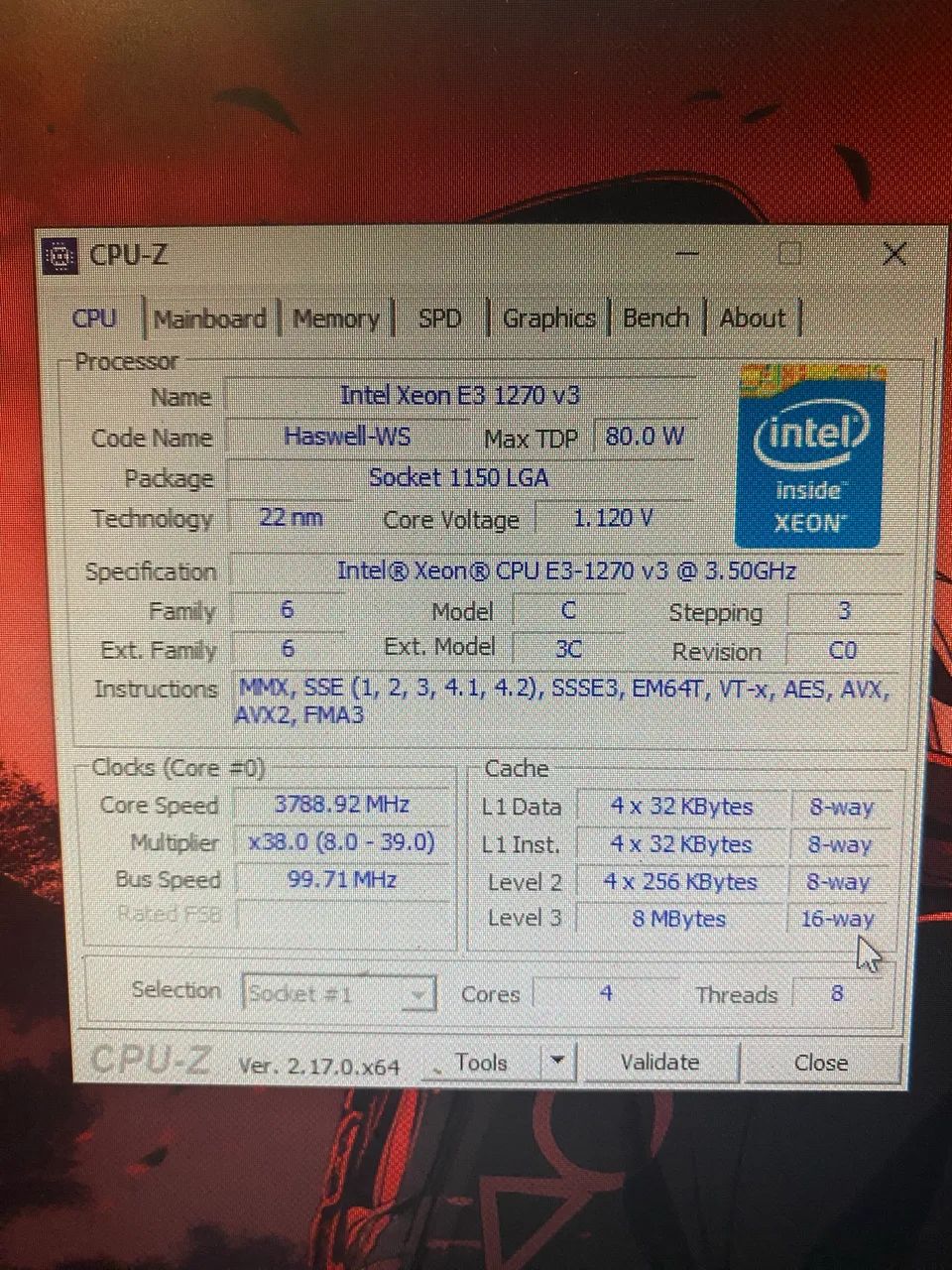 Processador Intel Xeon E3 1270 v3 3.5GHz 4/8 Threads