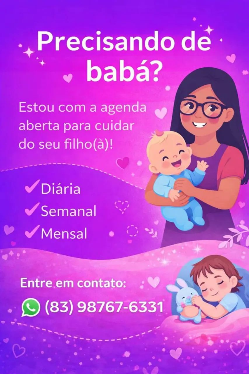 Babá diária, semanal e mensal 