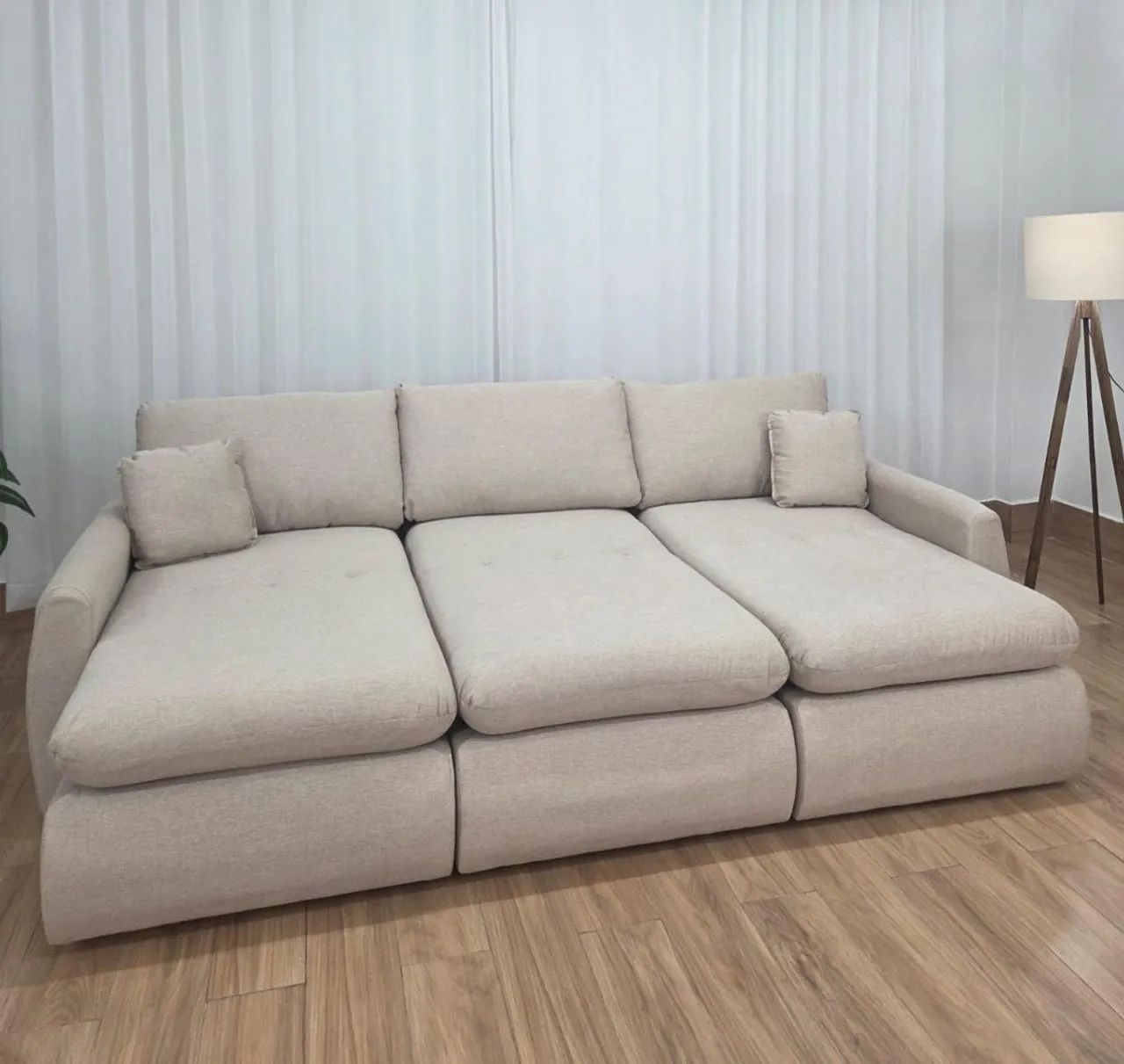 Sofá Cama Retrátil Reclinável Amaranto 2.90m 3 Módulos Entrega Rápida - Foto 2