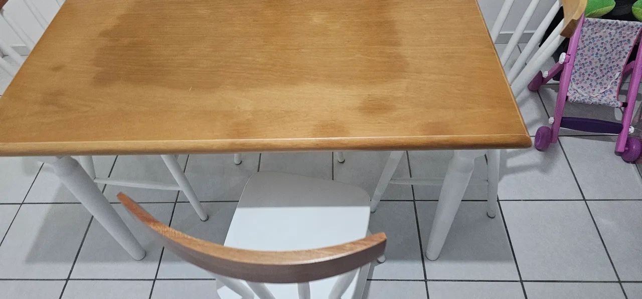 Mesa de Jantar Udine com 4 Cadeiras Branco e Natural 160x80 Branco e Natural - Foto 3