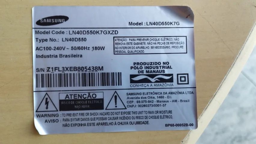 placa TV Samsung  40 polegadas Mod; LN40D55OK7GXZD  - Foto 4