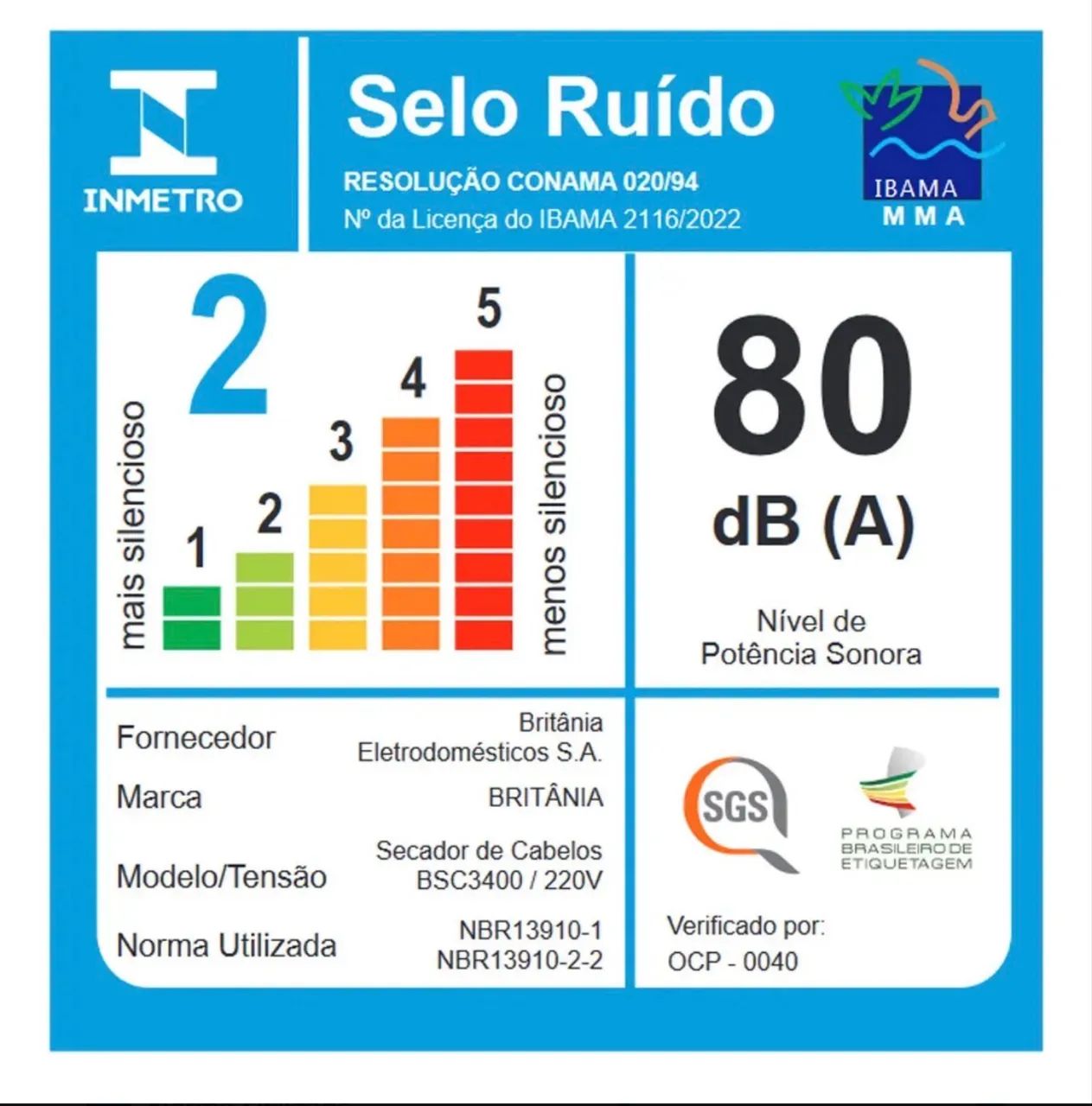 Secador de Cabelos Britânia Mais Silencioso 1600W BSC3400 220v - Foto 4