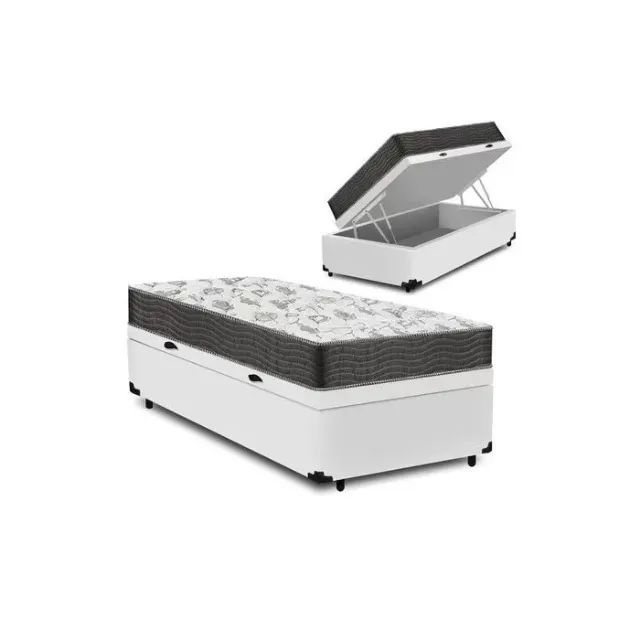 Base Box Baú Solteiro Branca com Colchão Solteiro D33 Ortobom - Entrega Rápida!
