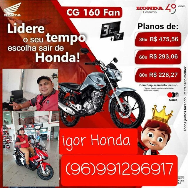 FAN 160 ESDI MOTO TOP ECONÔMICA ME CHAME *