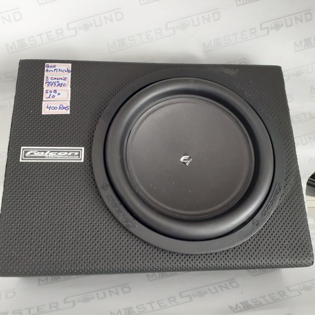 Box amplificado. C/ sub 10".Falcon. slin, 3 canais. 400RMS. Garantia. Novo. Instalado.  - Foto 2