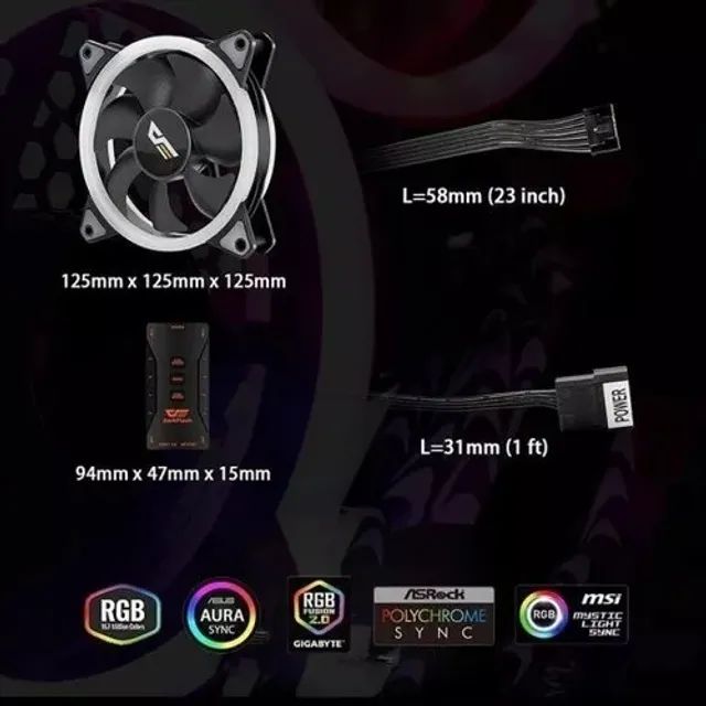 Cooler Fan Aigo Dr12 Pro Rgb D/face 5 Fans +controladora +ir