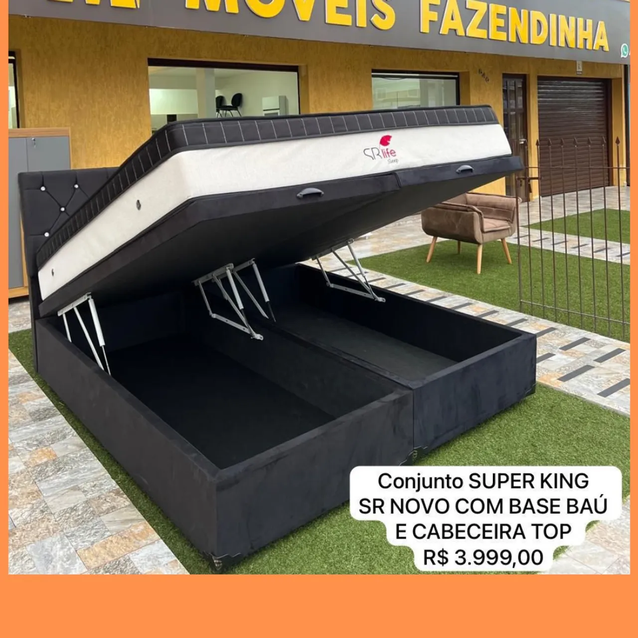 Cama Nova com Base Baú Super King
