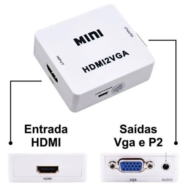 Adaptador Conversor Hdmi para Vga Transmite Áudio e Vídeo - Foto 2