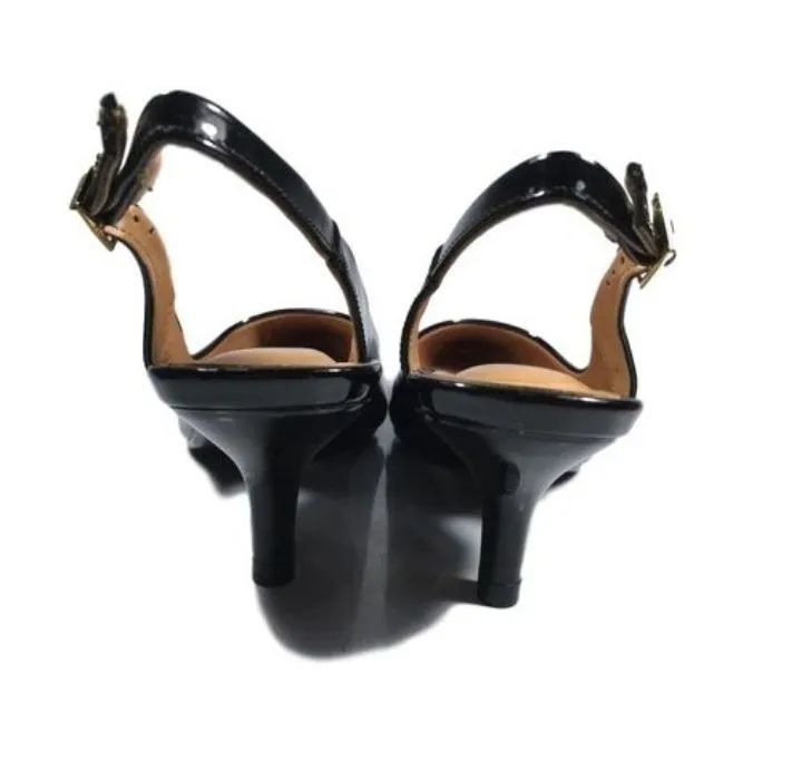 Sapato feminino Scarpin salto médio, preto verniz  - Foto 4