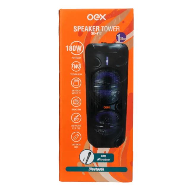 Caixa de Som Bluetooth Speaker Tower C/ Microfone Preto SK417 - Oex  cod: 3962 - Foto 5