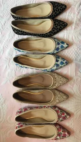 Sapatilhas feminina,  marca preciosa, rendadas e com brilho, nº 38, nunc