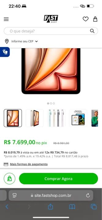 iPad Air M2 128GB ( Aceito cartão ) 