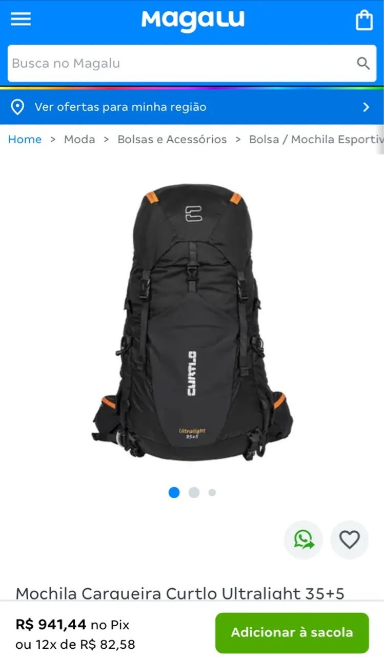 Mochila Cargueira Curtlo Ultralight 35+5 Litros - Foto 3