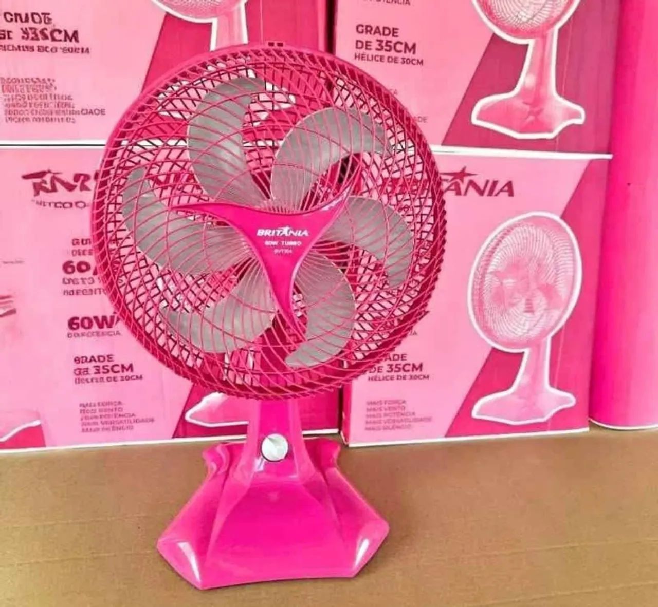 Ventilador de Mesa Britânia 35cm Rosa - Novo