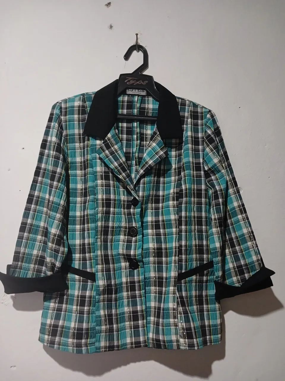 Blazer xadrez verde e preto bia & Beth 
