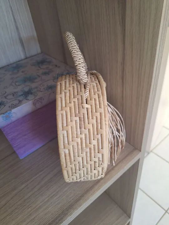 Bolsa de palha redonda com tassel - Foto 6