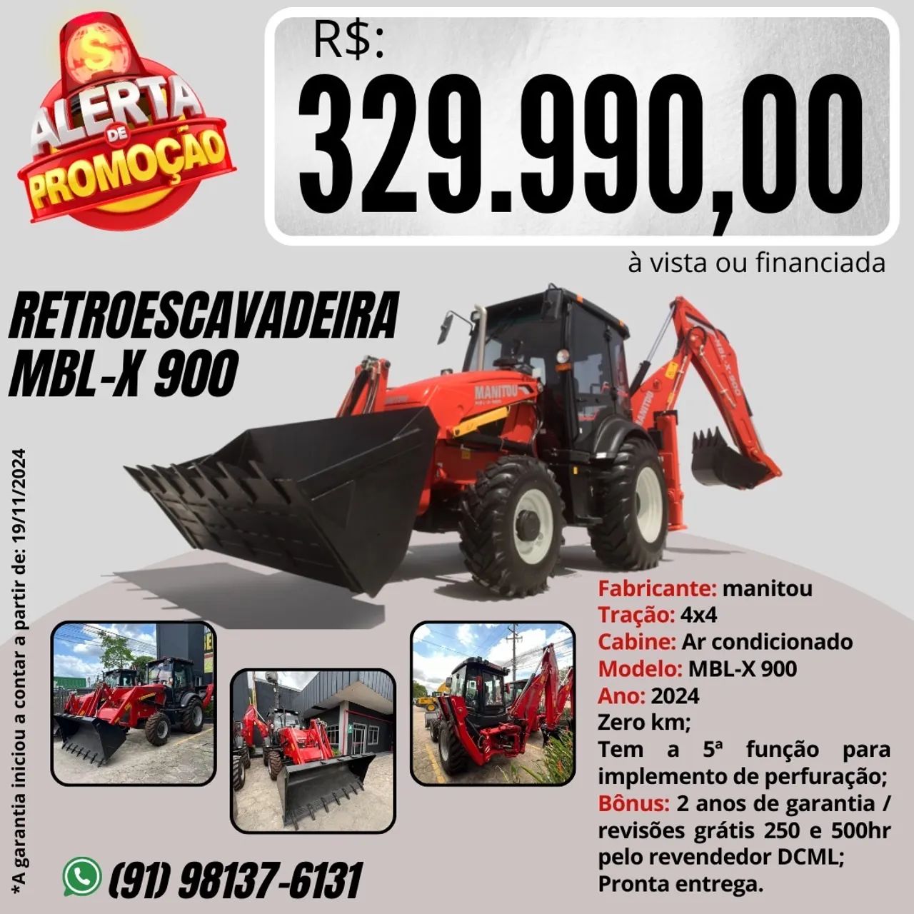 Promoção Retroescavadeira Manitou MBL-X 900 - 0km - Pronta entrega