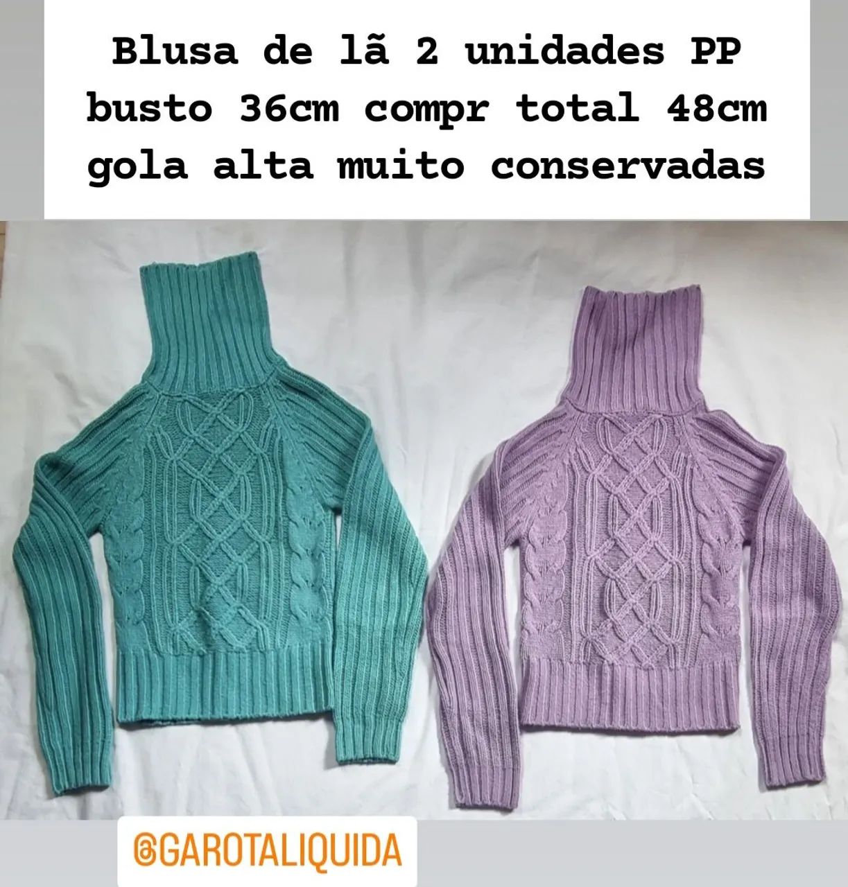 Blusas de lã com gola alta - 2 unidades PP