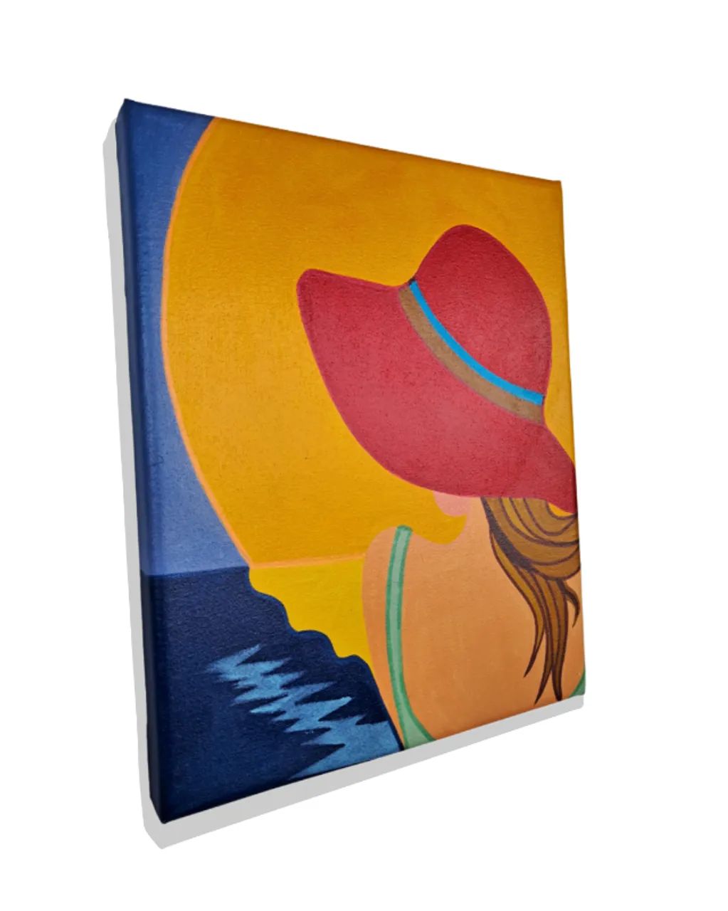 Mini Quadro Garota com Chapéu Vermelho - Foto 3