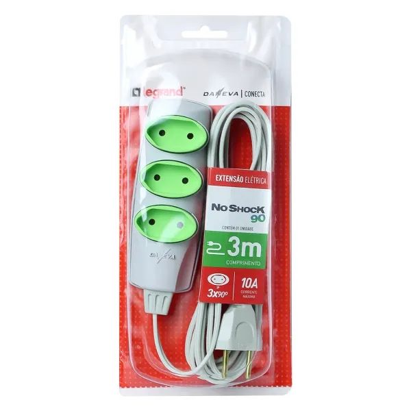 Extensão Noshock 90 PL 2X0,75 2P 10A 3 Metros DN1469 Loja Coimbra Computadores Entregamos